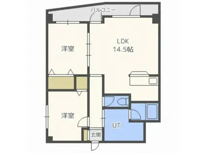メープル川沿(2LDK/9階)の間取り写真