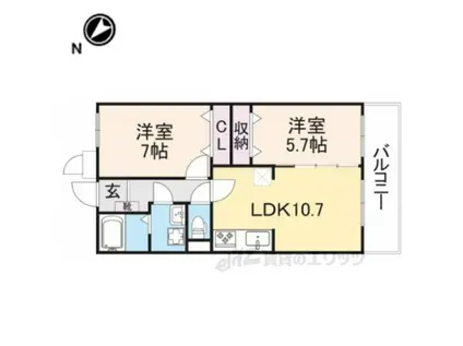 クレアール野瀬A(2LDK/3階)の間取り写真