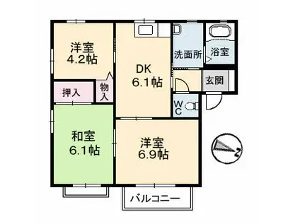 シャトレ庄内(3DK/1階)の間取り写真