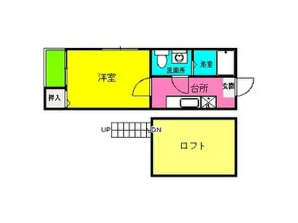 クロスイン高木(1K/1階)の間取り写真