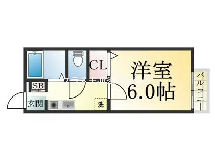 ビーライン須磨(1K/2階)の間取り写真