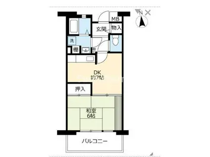 URサンラフレ鳴尾北11号棟(1DK/3階)の間取り写真