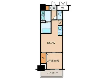 ブランシエスタ明石(1DK/8階)の間取り写真