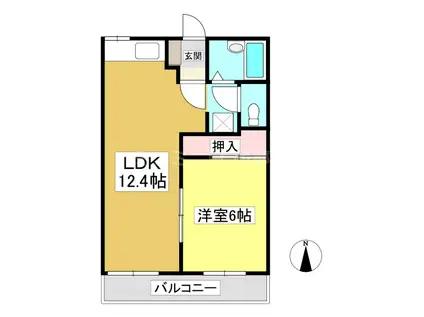 ライトハイツH棟(1LDK/2階)の間取り写真
