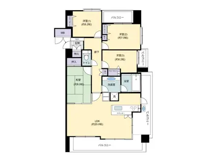 クエストコート新山口弐番館(4LDK/5階)の間取り写真