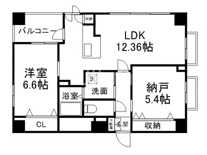 コモド御所南(2LDK/3階)の間取り写真
