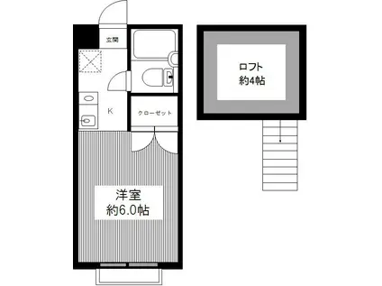 ニューあづま荘II(ワンルーム/2階)の間取り写真