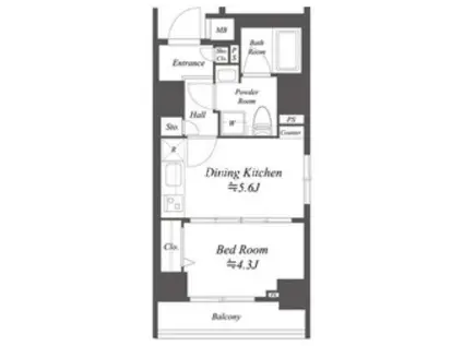 GENOVIA水天宮前IISKYGARDEN(1DK/3階)の間取り写真