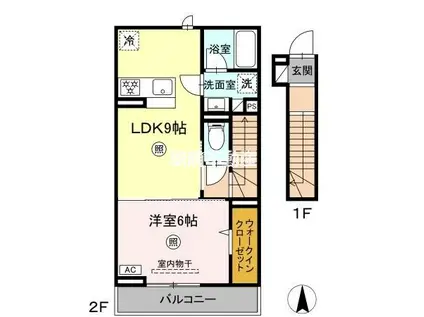 D-ROOM TK B棟(1LDK/2階)の間取り写真