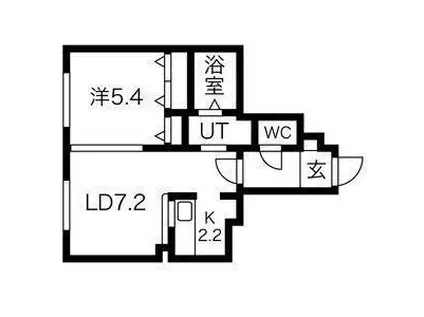 ゼスティ学園前(1LDK/2階)の間取り写真
