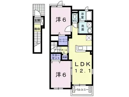 カメラートII(2LDK/2階)の間取り写真
