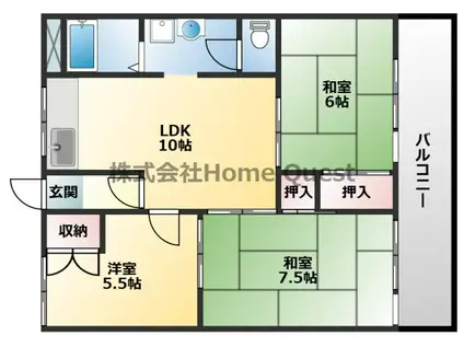 オーロラハイツ(3LDK/3階)の間取り写真