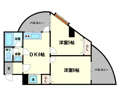 デイズハイツ港晴(2DK/5階)の間取り写真