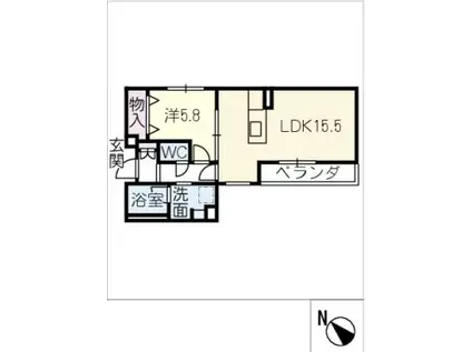 SHAMAISON HILLS 白壁(1LDK/2階)の間取り写真