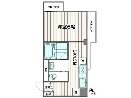 フォンテーヌやはぎI(1DK/3階)の間取り写真