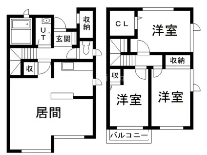 ホームタウンみどりD棟(3LDK/1階)の間取り写真