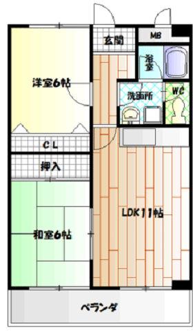 ボナールシャトー(2LDK/6階)の間取り写真