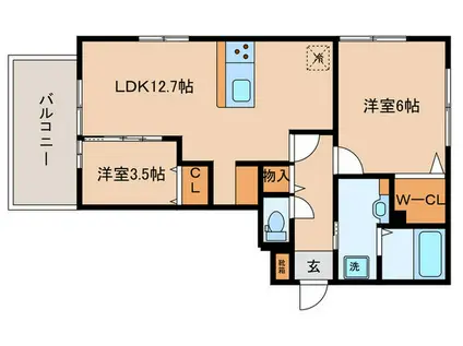 フロレゾン北花山A(2LDK/3階)の間取り写真