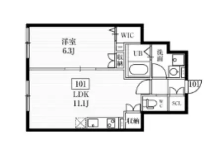 ミハス目白(1LDK/1階)の間取り写真