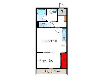 EIJU八尾本町(1LDK/2階)の間取り写真