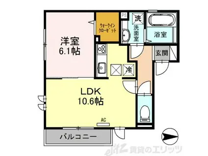 大阪モノレール本線 沢良宜駅 徒歩6分 2階建 築11年(1LDK/1階)の間取り写真