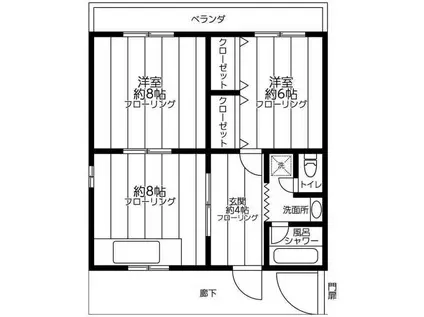 成瀬ハイツ(2DK/2階)の間取り写真