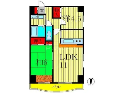 サンモール柏(2LDK/4階)の間取り写真