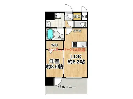 EC難波ウエスト-SIDE8エクシーナ(1LDK/9階)の間取り写真