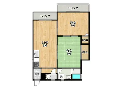 ロイヤルコート1番館 1(2DK/1階)の間取り写真