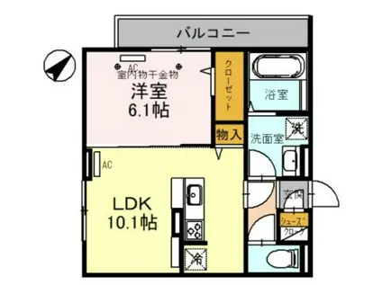 ムーンダスト美園(1LDK/1階)の間取り写真
