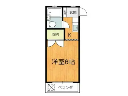 ティーユーハイム(1K/2階)の間取り写真