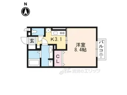 プランドール(1K/1階)の間取り写真