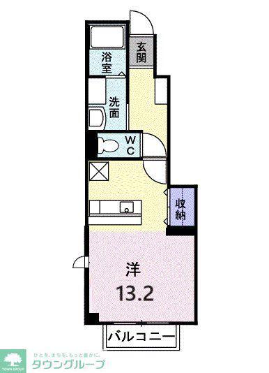 ローズコートA(ワンルーム/1階)の間取り写真