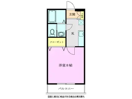 リビィエールA(1K/2階)の間取り写真