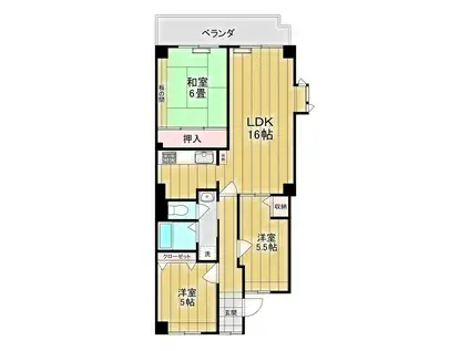 リリオ弐番館(3LDK/9階)の間取り写真