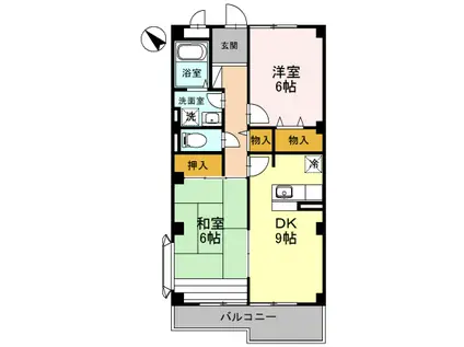 ヴァンベール東(2DK/1階)の間取り写真