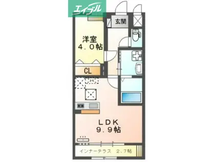 STAR WINGS(1LDK/1階)の間取り写真