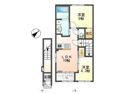 スターテラスII東出雲(2LDK/2階)の間取り写真
