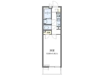 クレイノアンサンク(1K/1階)の間取り写真