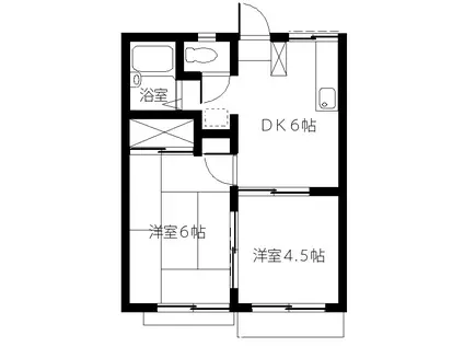 エステートピア司 B(2DK/1階)の間取り写真