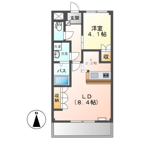 フルスパッセンA(1LDK/1階)の間取り写真