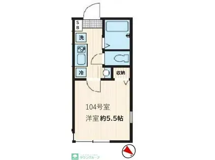 GOLD LAGOON六浦南(ワンルーム/1階)の間取り写真