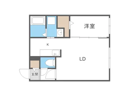 ヴィクトワール麻生(1LDK/2階)の間取り写真