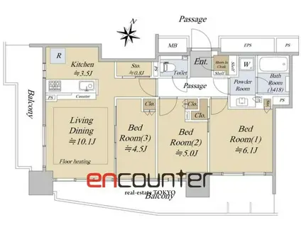 シティタワーズ板橋大山ノースタワー(3LDK/11階)の間取り写真