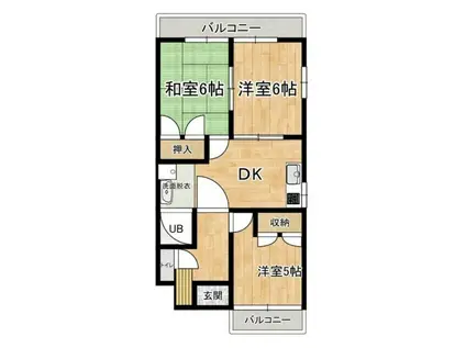 第2双葉マンション(3DK/1階)の間取り写真