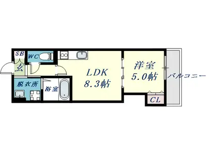 PROUDEST COURT西堤(1LDK/3階)の間取り写真