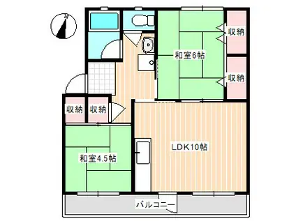 正木フラッツ(2LDK/3階)の間取り写真