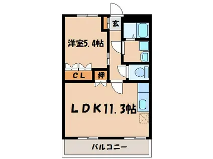 サンタプレイスII(1LDK/1階)の間取り写真