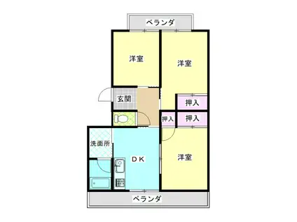 グリーンハイツ(3DK/3階)の間取り写真