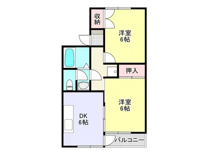 クイーンハイツ(2DK/1階)の間取り写真